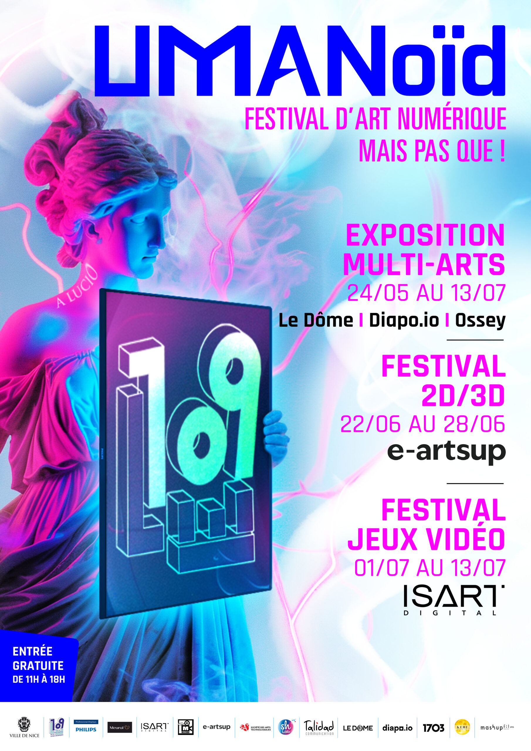 Affiche d'UMANoïd, exposition gratuite à Nice